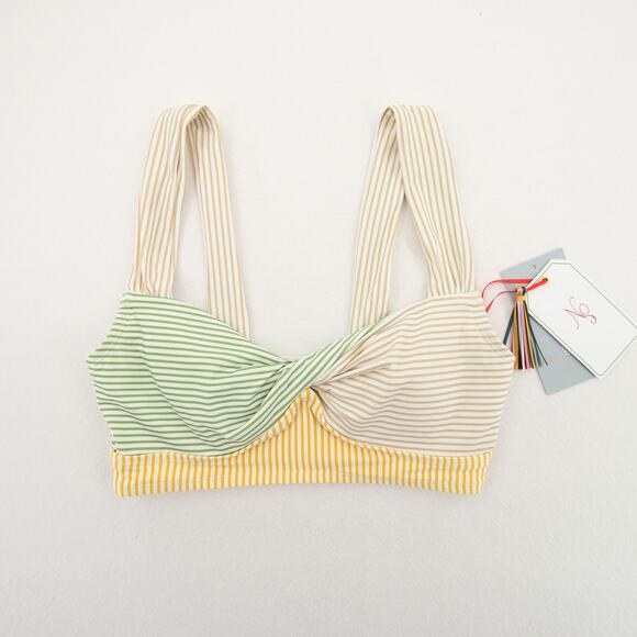 Antonio Melani Bikini Top Striped Twist Front Bralette Bandeau Retro Style XS - Picture 1 of 16